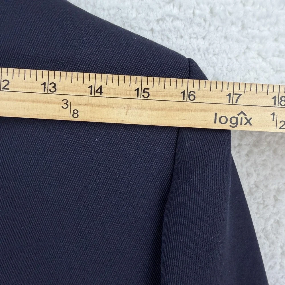 Celine Coat Womens 40‎ Blue Wool Twill Long Single Breasted Overcoat Made France